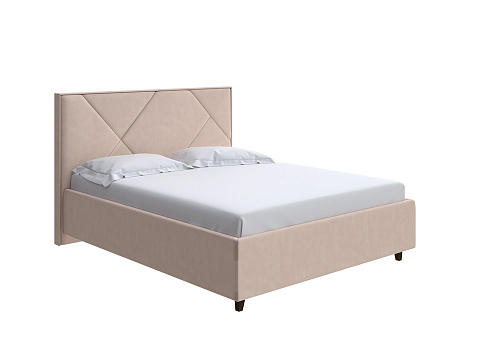 Односпальная кровать Tessera Grand - Мягкая кровать с высоким изголовьем и стильными ножками из массива бука
