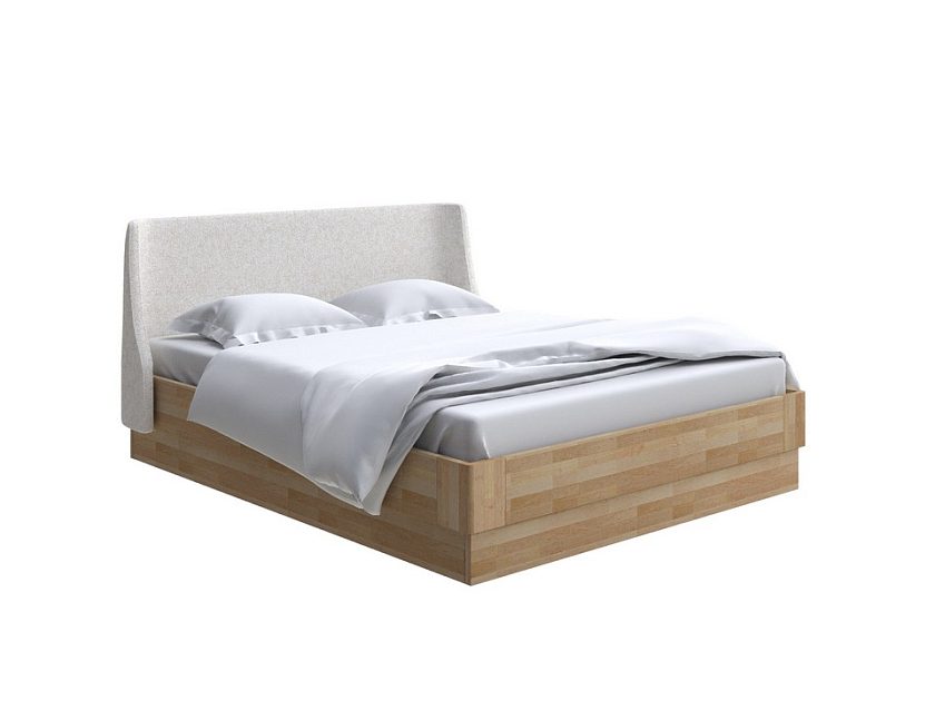 Кровать Lagom Side Wood с подъемным механизмом 160x200 Ткань/Массив (бук) Levis 12 Лён/Масло-воск Natura (Бук) - Кровать со встроенным ПМ механизмом. 