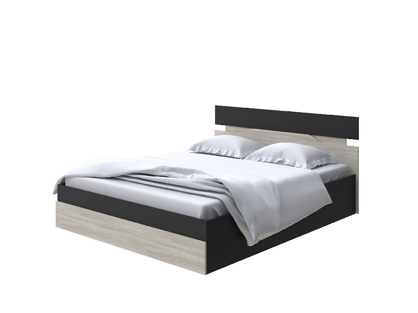 Кровать Milton с подъемным механизмом 90x190 ЛДСП Черный/Ясень Шимо Светлый - Современная кровать с подъемным механизмом.