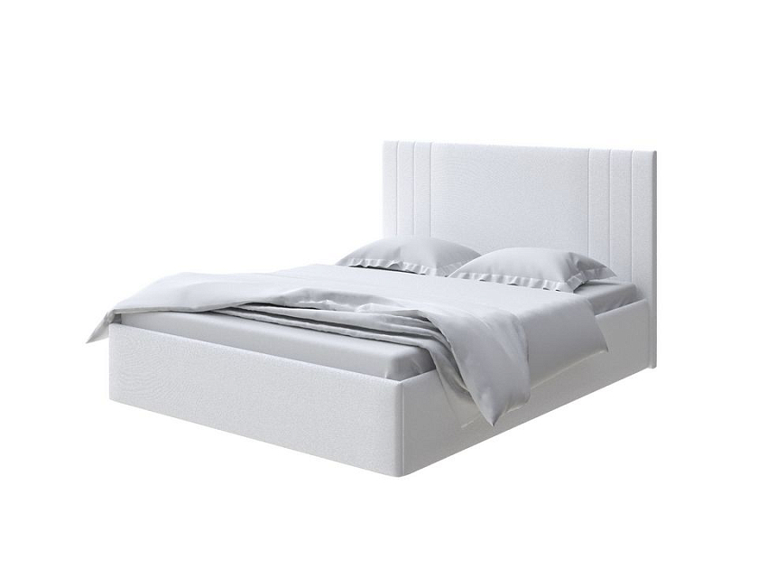Кровать Liberty 160x200 Ткань: Велюр Teddy Снежный - Аккуратная мягкая кровать в обивке из мебельной ткани