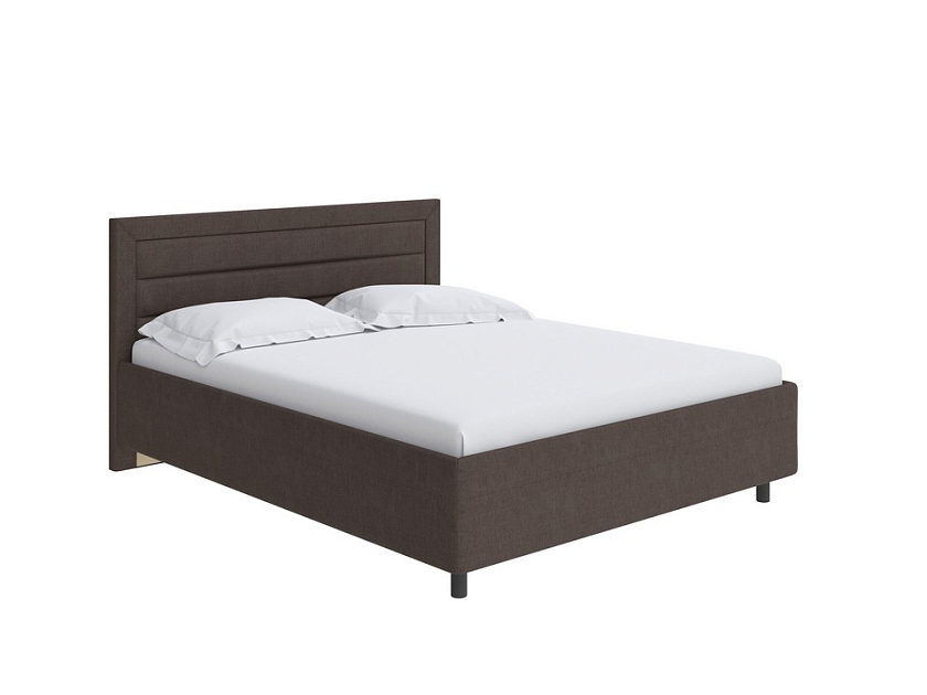 Кровать Next Life 2 160x190 Ткань: Рогожка Тетра Стальной - Cтильная модель в стиле минимализм с горизонтальными строчками