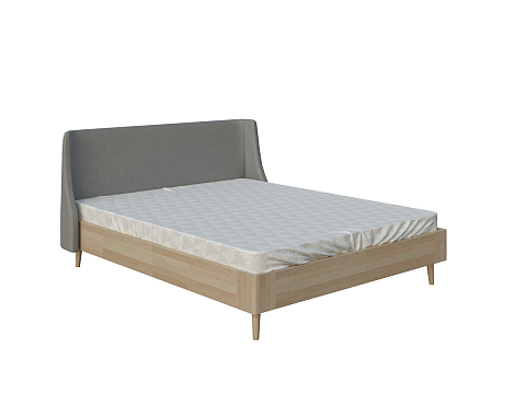 Большая кровать Lagom Side Wood - Оригинальная кровать без встроенного основания из массива сосны с мягкими элементами.