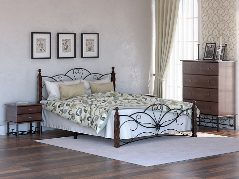 Железная кровать Garda 11R - Изящная кровать с металлической фигурной решеткой и фигурным изголовьем.