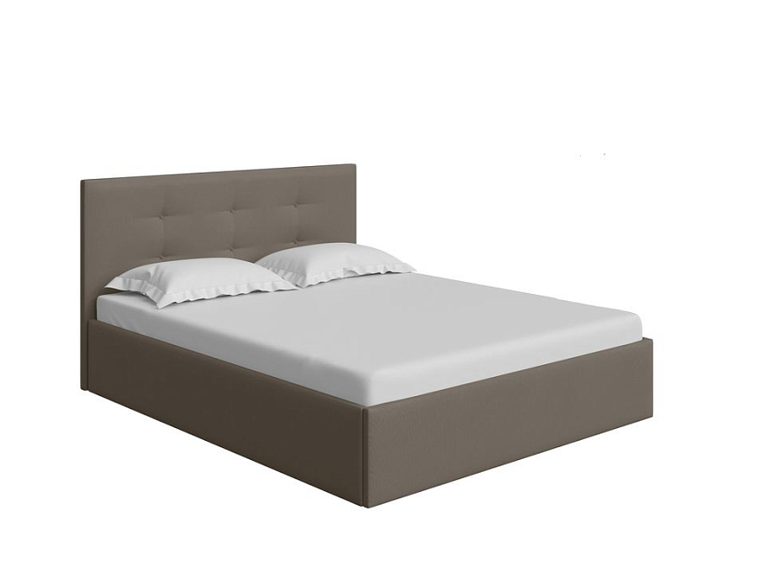 Кровать Forsa 160x200 Ткань: Велюр Casa Графитовый - Универсальная кровать с мягким изголовьем, выполненным из рогожки.
