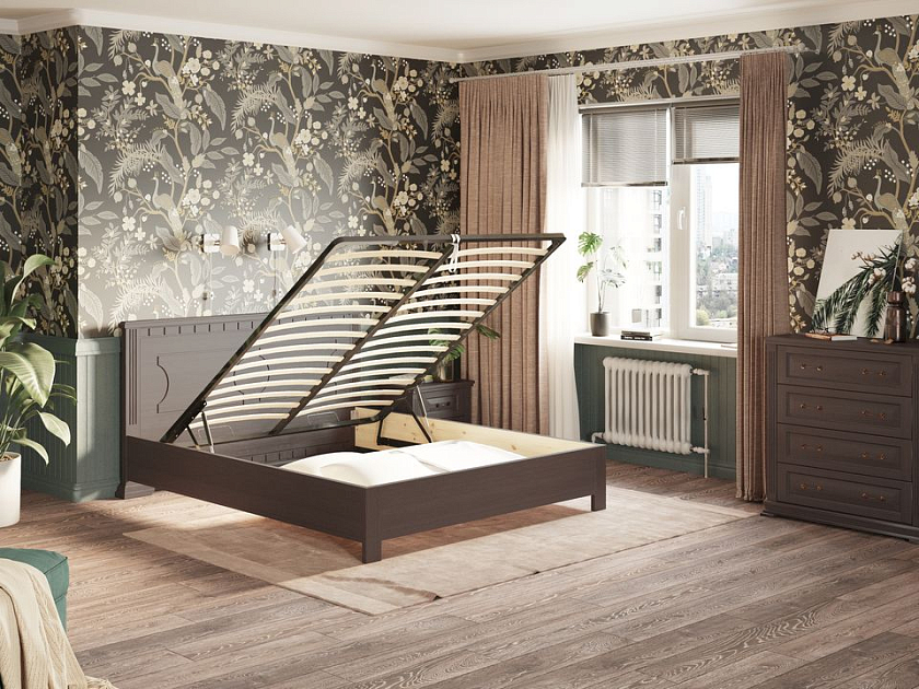 Кровать Milena-М-тахта с подъемным механизмом 90x190 Массив (сосна) Орех - Кровать в классическом стиле из массива с подъемным механизмом.