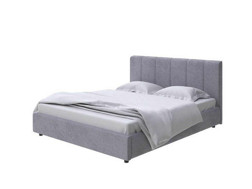 Кровать Nuvola-7 NEW 160x200 Ткань: Велюр Teddy Мокрый асфальт - Современная кровать в стиле минимализм