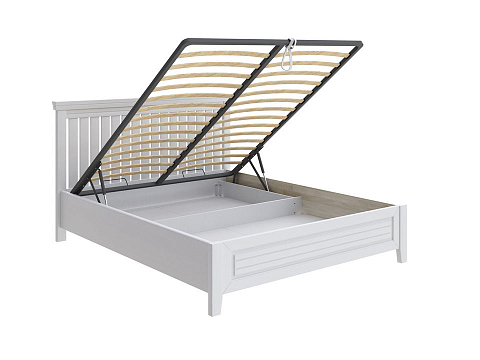 Кровать классика Olivia с подъемным механизмом - Кровать с подъёмным механизмом из массива с контрастной декоративной планкой.